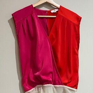 Satin Red & Magenta Top Size M